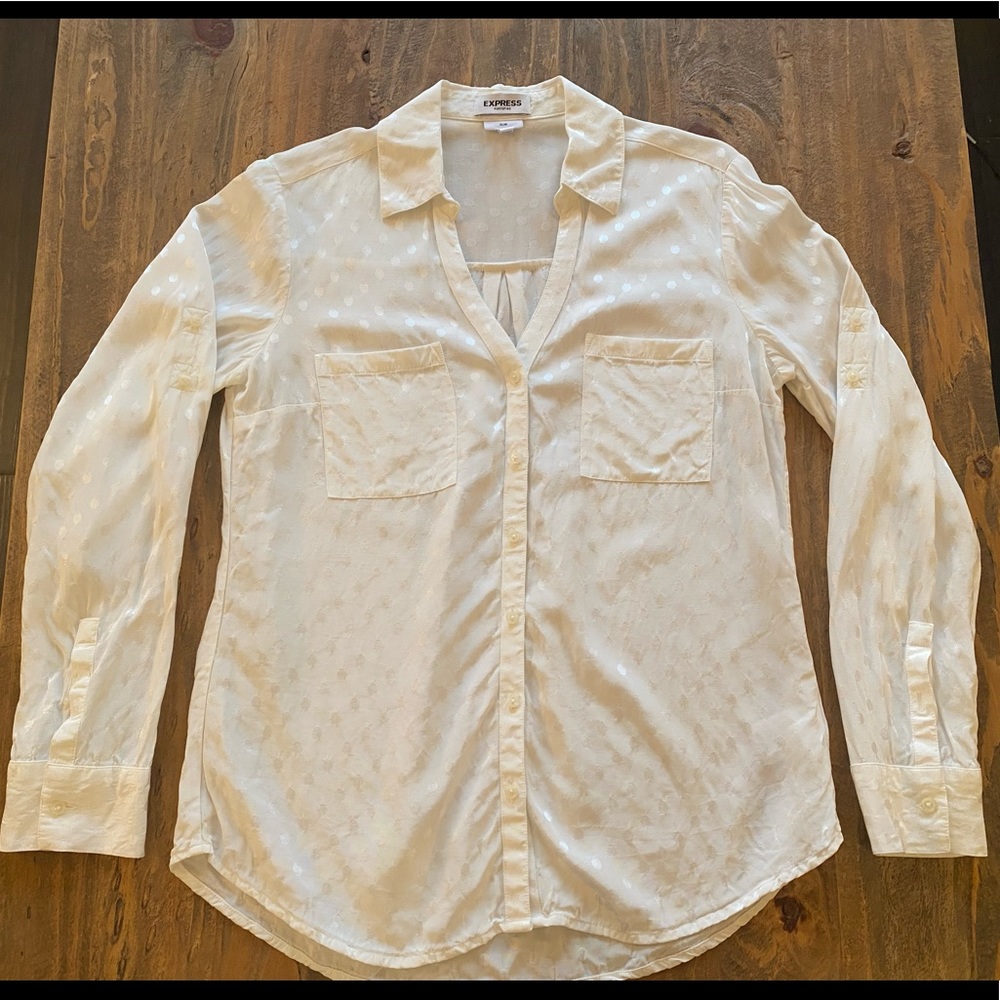Cream Polka dot Express Slim Fit Portofino Size M
